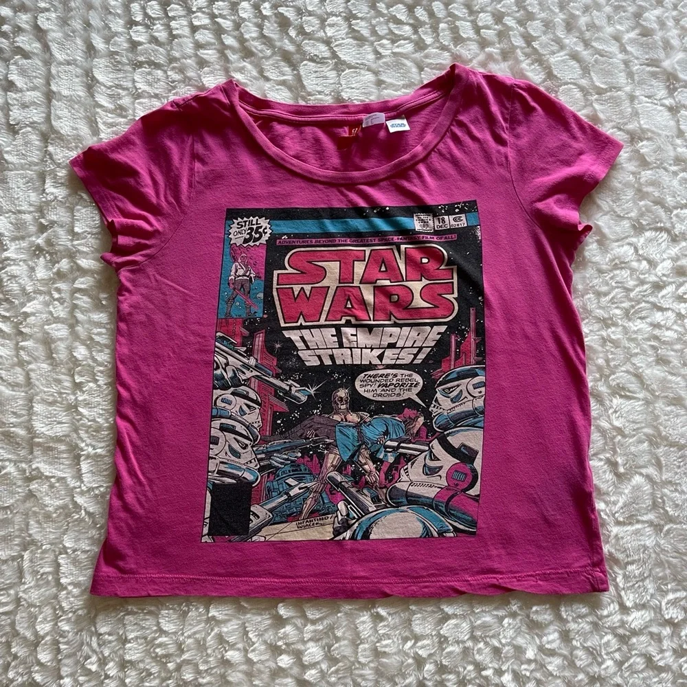 DIVIDED BY H&M: Juniors Pre-Owned size (6) pink Star Wars comic T shirt. - Picture 1 of 4